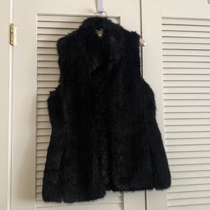 Banana Republic Black Faux Fur Vest